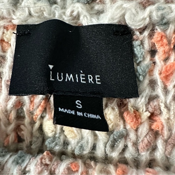 Lumiere women's size small knit sweater, orange, green and cream - Picture 3 of 4